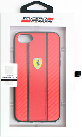 フェラーリ iPhone SE(第3世代)/(第2世代)用 PUカーボン 背面ケース