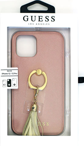 GUESS（ゲス）iPhone12/12 Pro兼用 リングスタンド付き 背面ケース